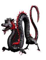 Tazza con drago nero e rosso.
