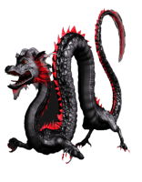 Tazza con drago nero e rosso.