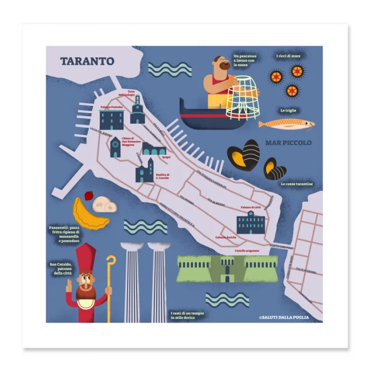 Mappa illustrata di Taranto
