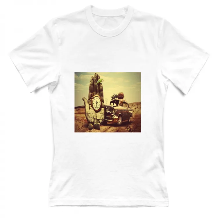 Maglia con macchina antica e mano con il tempo.