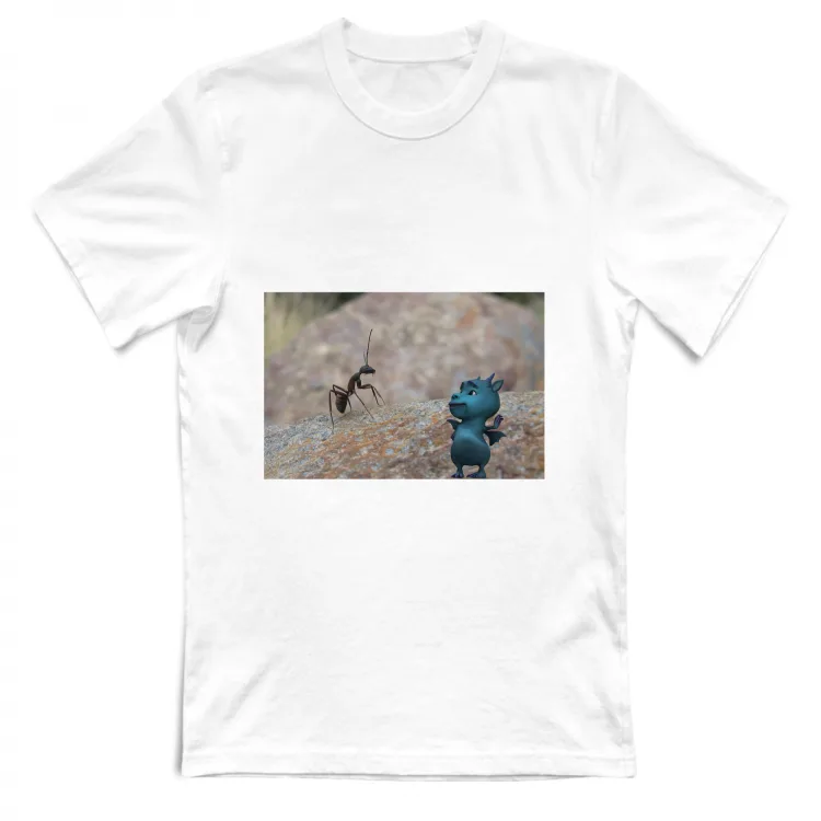 Little funny dragon with ant