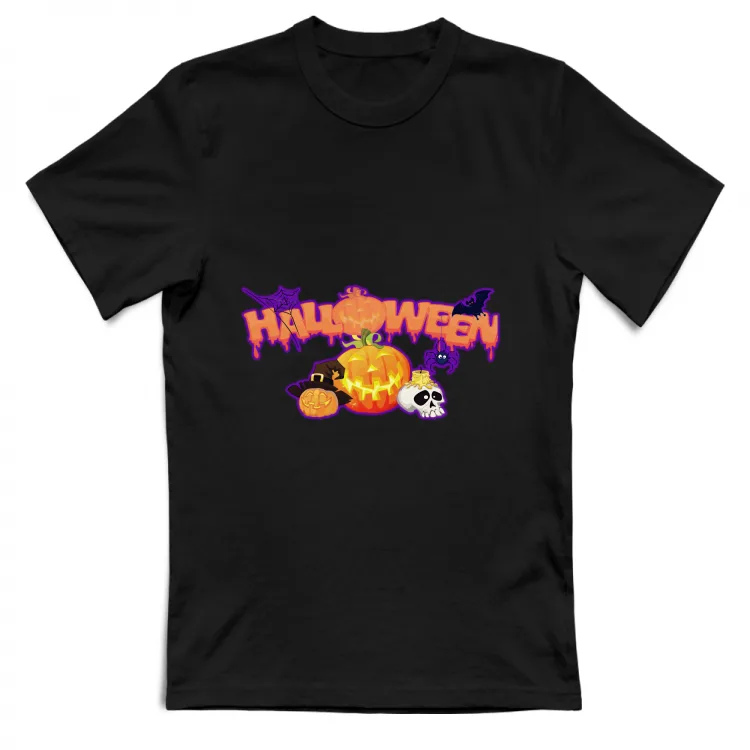 Pumpkin witch hat skull bat and spider halloween