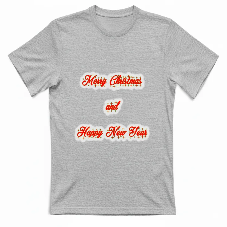 Merry Christmas Happy New Year red text white edge