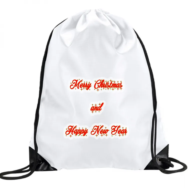 Merry Christmas Happy New Year red text white edge