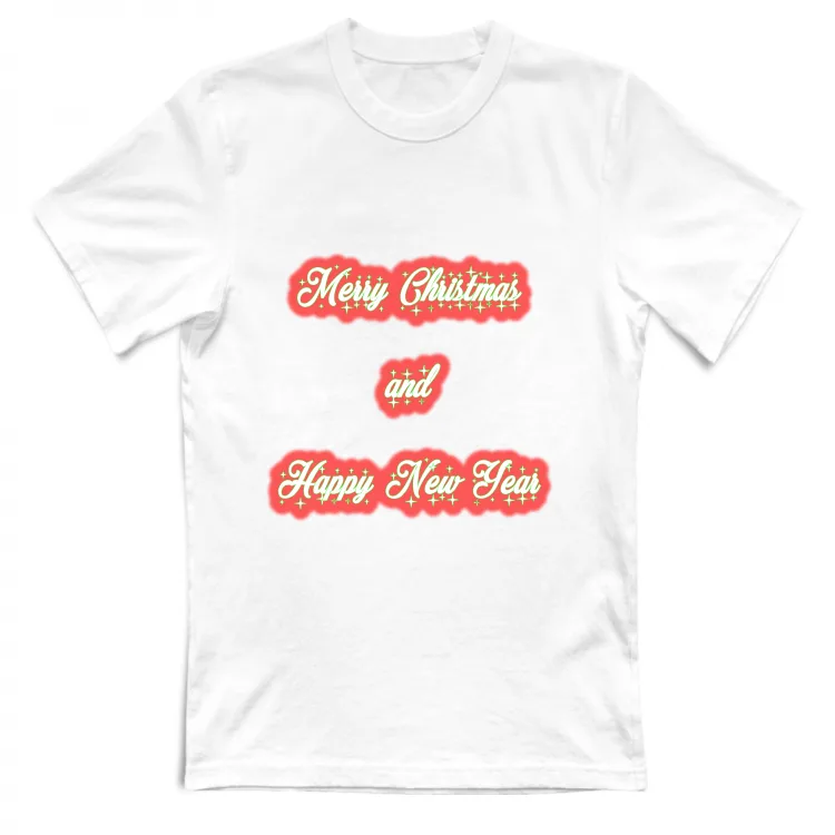 Merry Christmas Happy New Year white text red edge