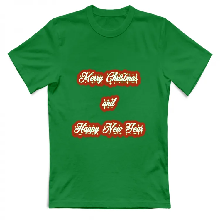 Merry Christmas Happy New Year white text red edge