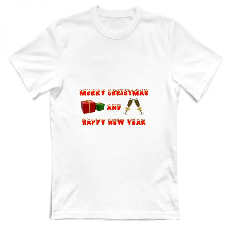 Merry Christmas Happy New Year gifts champagne