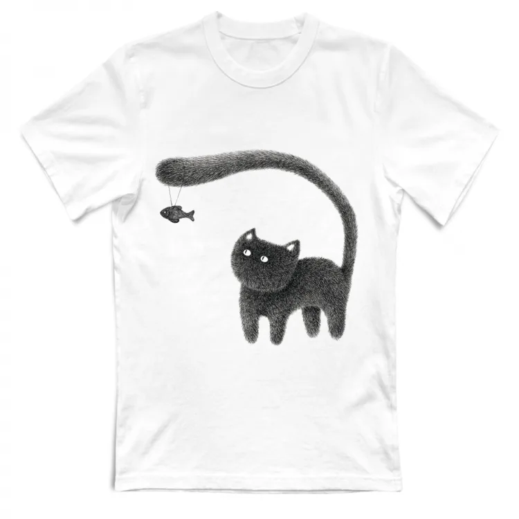 tshirt (donna) "cat with fish" #blackfriday