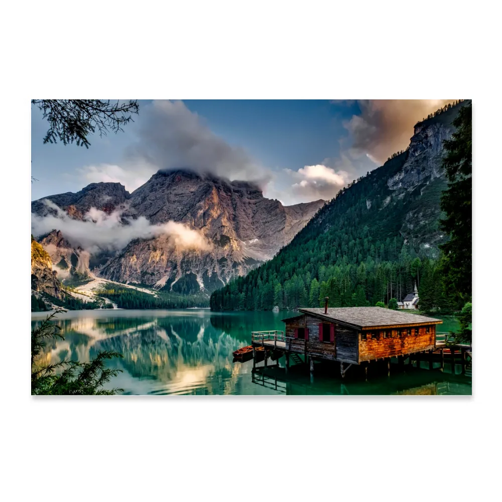 POSTER 90X60CM - LAGO DI BRAIES - MONTAGNA