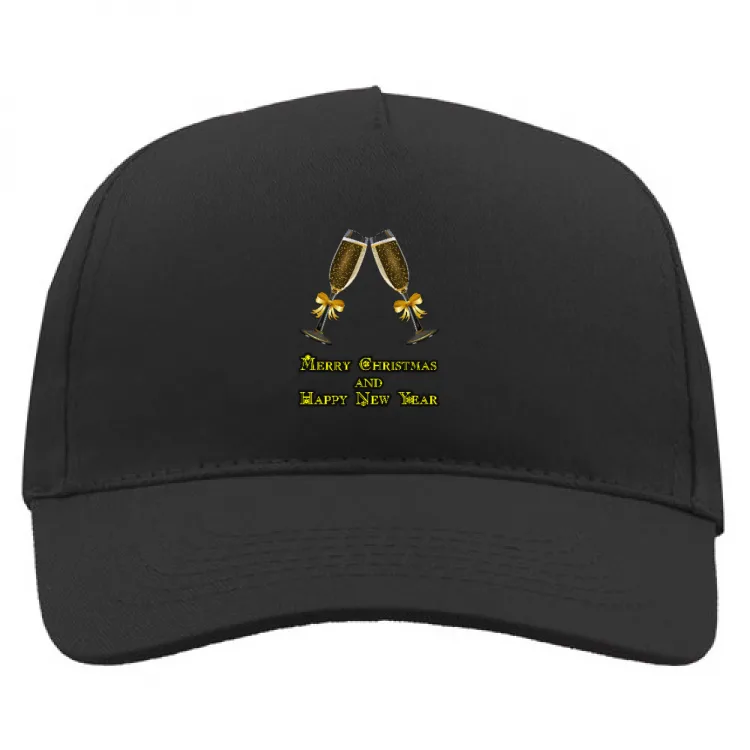 Champagne glasses Christmas Happy New Year hat