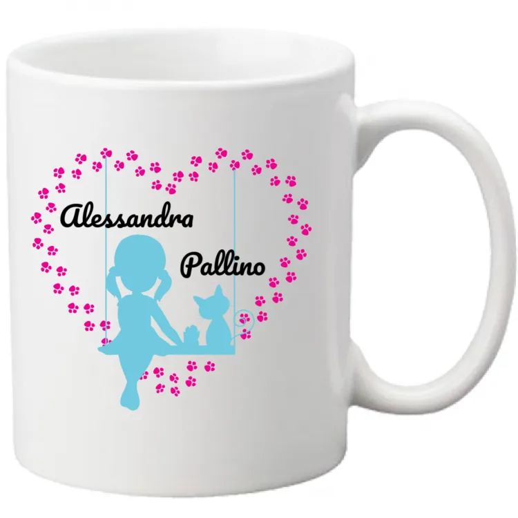 TAZZA MUG BIANCA - CUORE DI ZAMPETTE - CAT