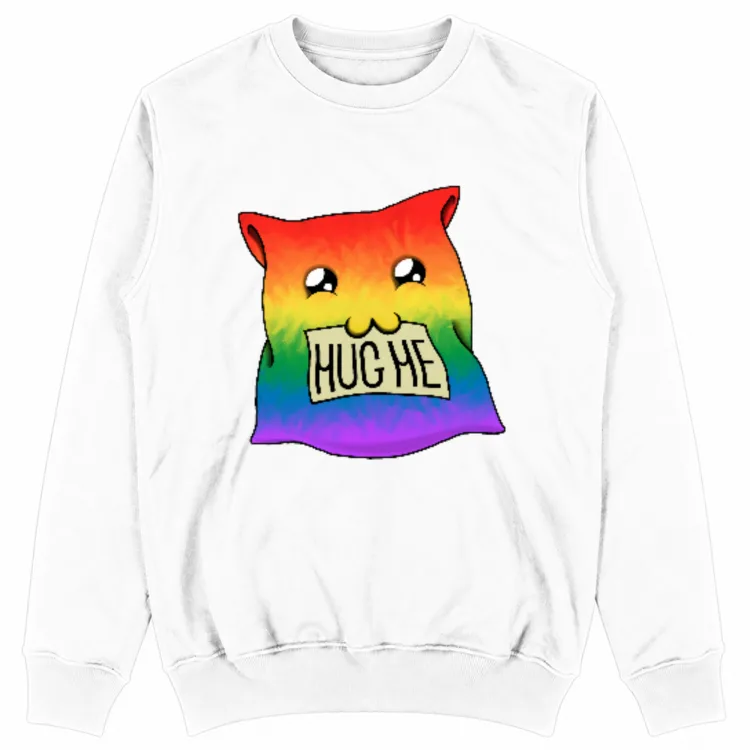 Rainbow Cat Pillow "Hug me"