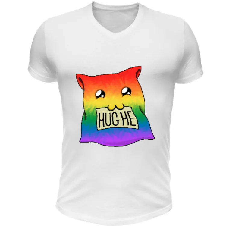 Rainbow Cat Pillow "Hug me"