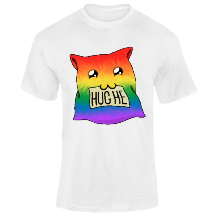 Rainbow Cat Pillow "Hug me"