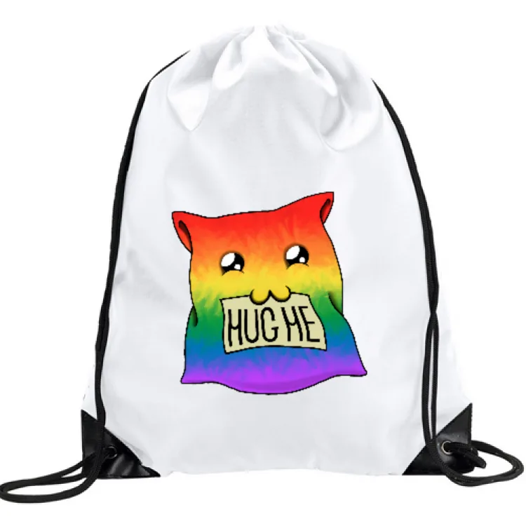 Rainbow Cat Pillow "Hug me"