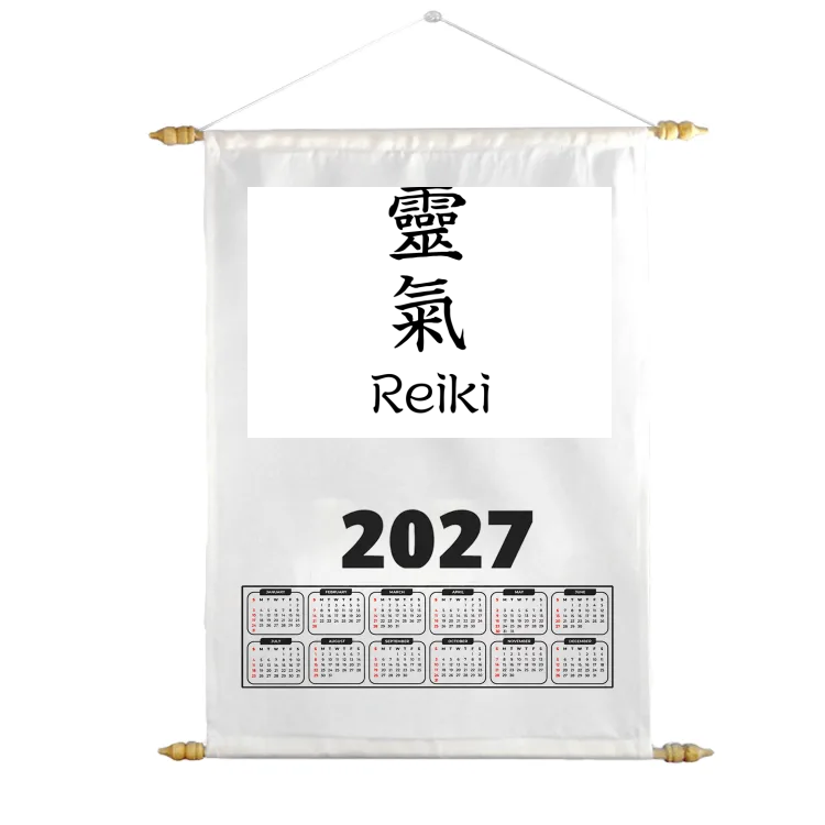 Calendario in tessuto con kanji Reiki