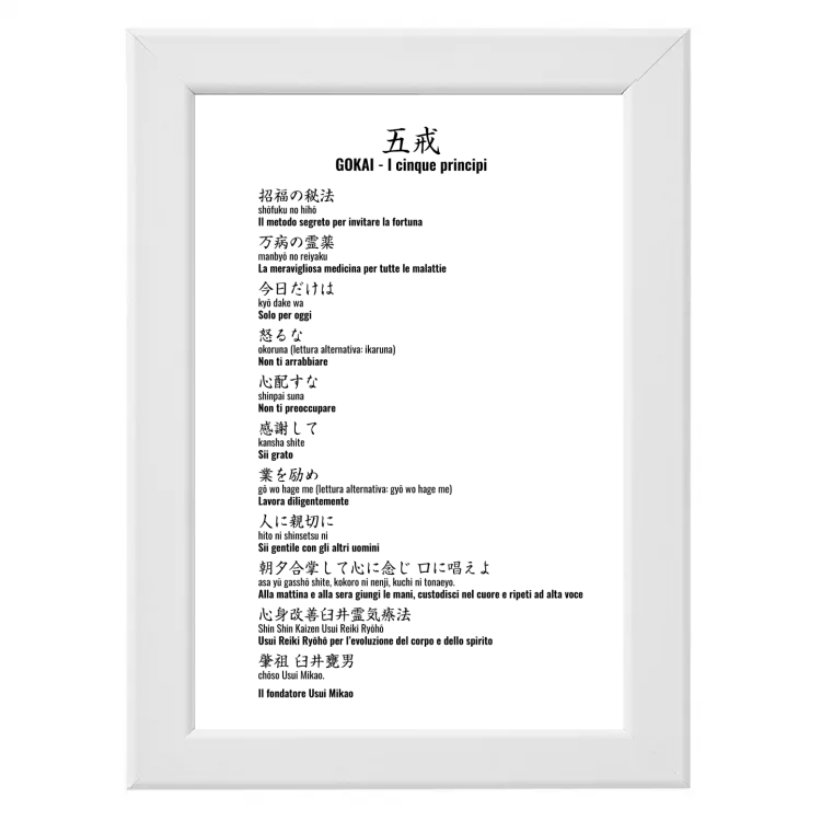 Poster con cornice 20x30 Gokai (5 principi) biling