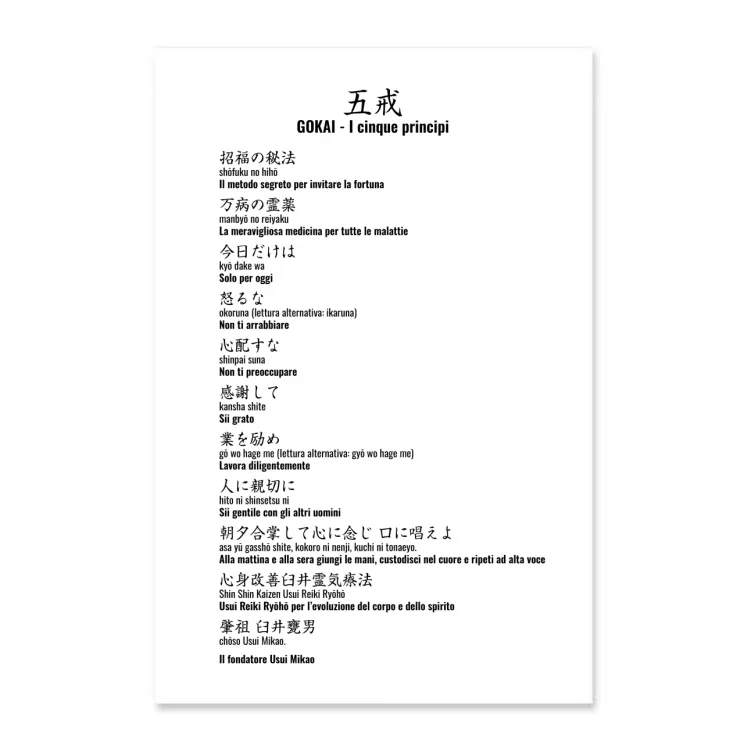 Poster 30x45 Gokai (5 principi) bilingue