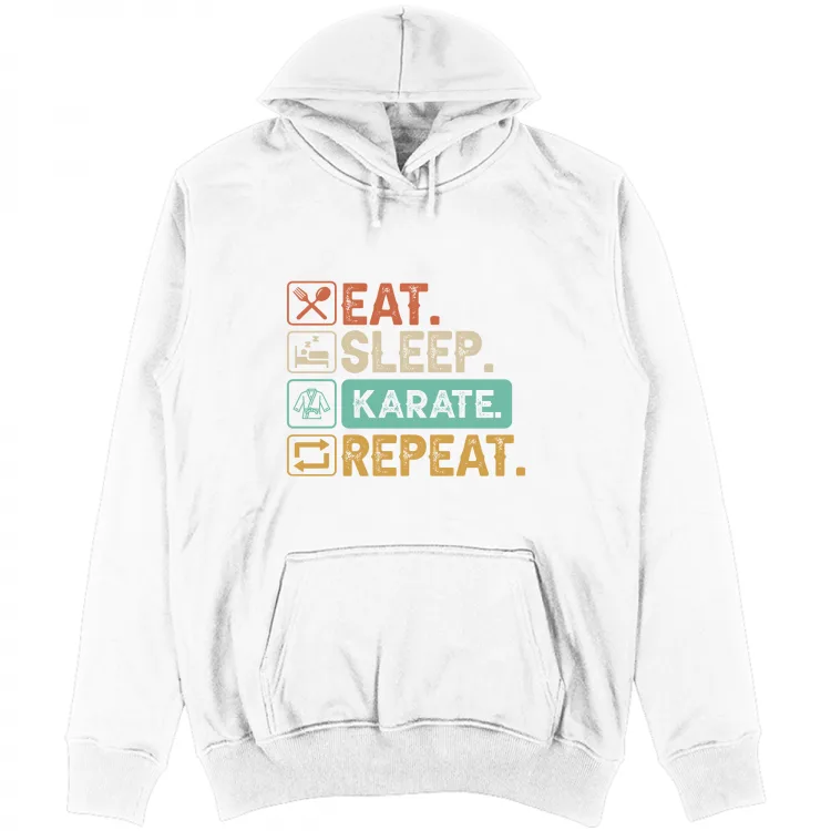 Felpa Unisex Cappuccio Eat Sleep Karate Repeat