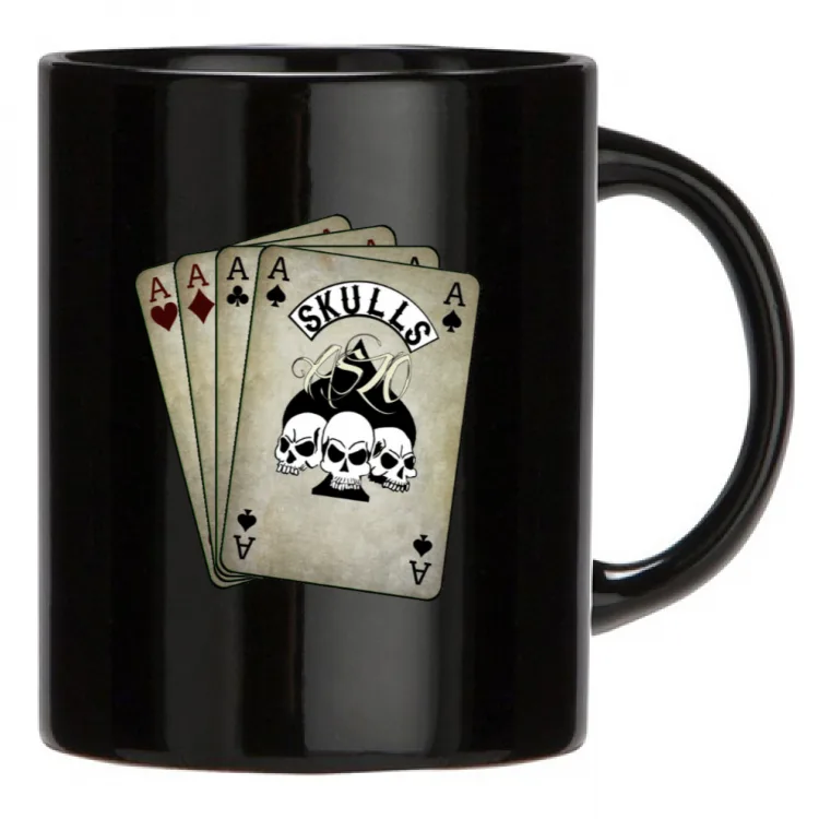 Skulls poker black mug
