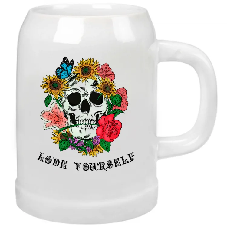 Teschio Love Yourself - Scritta Nera / Colori chia