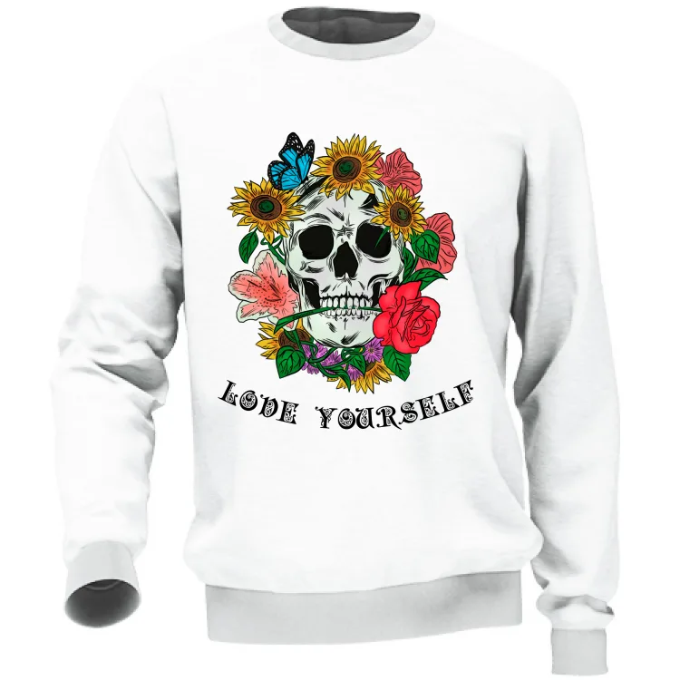 Teschio Love Yourself - Scritta Nera / Colori chia