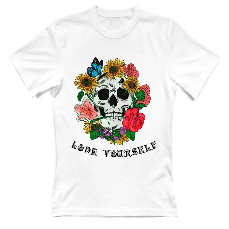 Teschio Love Yourself - Scritta Nera / Colori chia