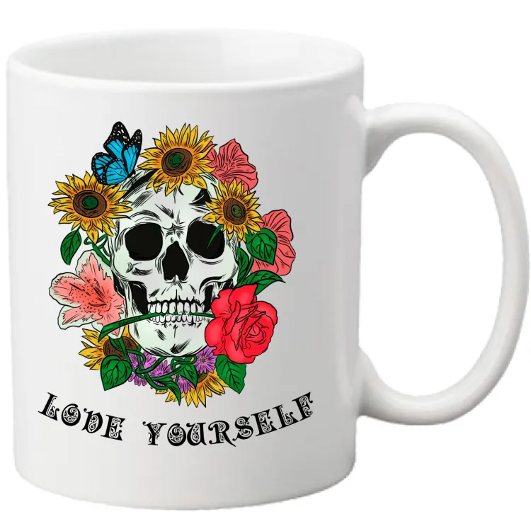 Teschio Love Yourself - Scritta Nera / Colori chia