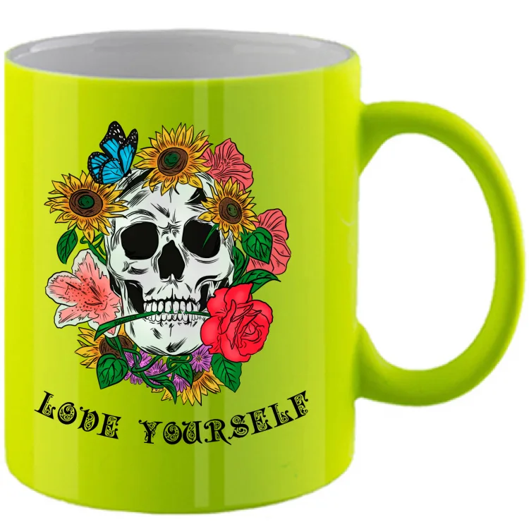 Teschio Love Yourself - Scritta Nera / Colori chia