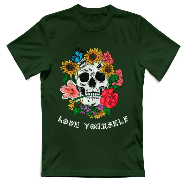 Teschio Love Yourself - Scritta Bianca / Colori sc