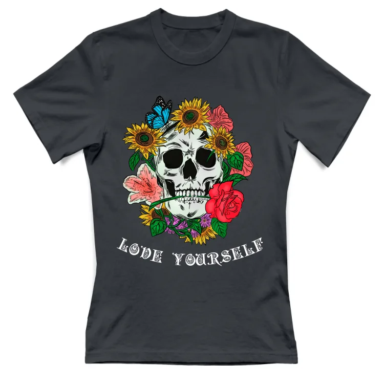 Teschio Love Yourself - Scritta Bianca / Colori sc