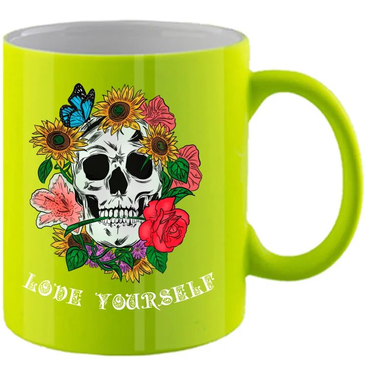 Teschio Love Yourself - Scritta Bianca / Colori sc