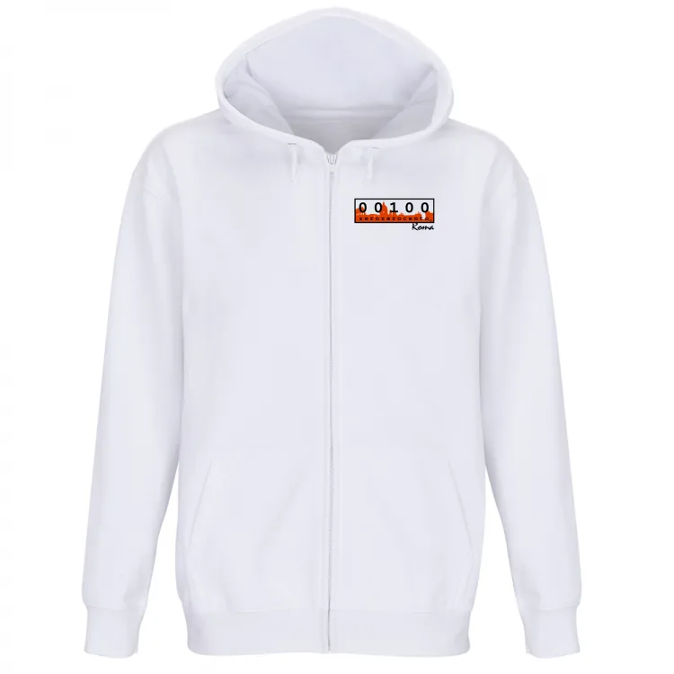 Felpa zip e cappuccio bianca logo classic