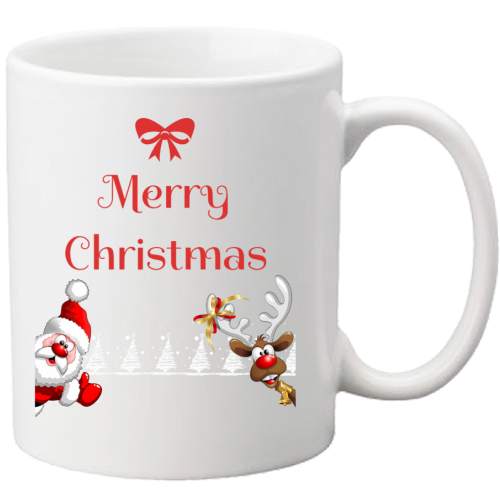 Tazza Natalizia Pavilion 500ml – Manico Ad Albero Di Natale, Interno Rosso, In Dolomite, Regalo Feste