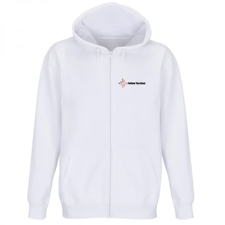 FELPA BIANCA PREMIUM CON ZIP E STAMPE FRONTE RETRO