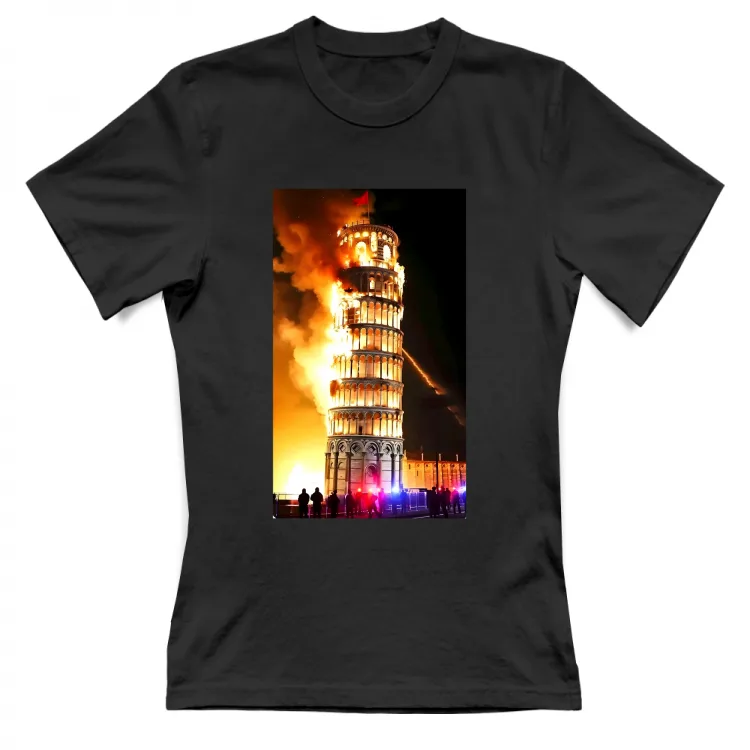 Torre di Pisa in fiamme