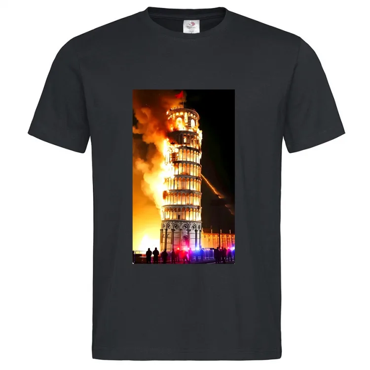 Torre di Pisa in fiamme