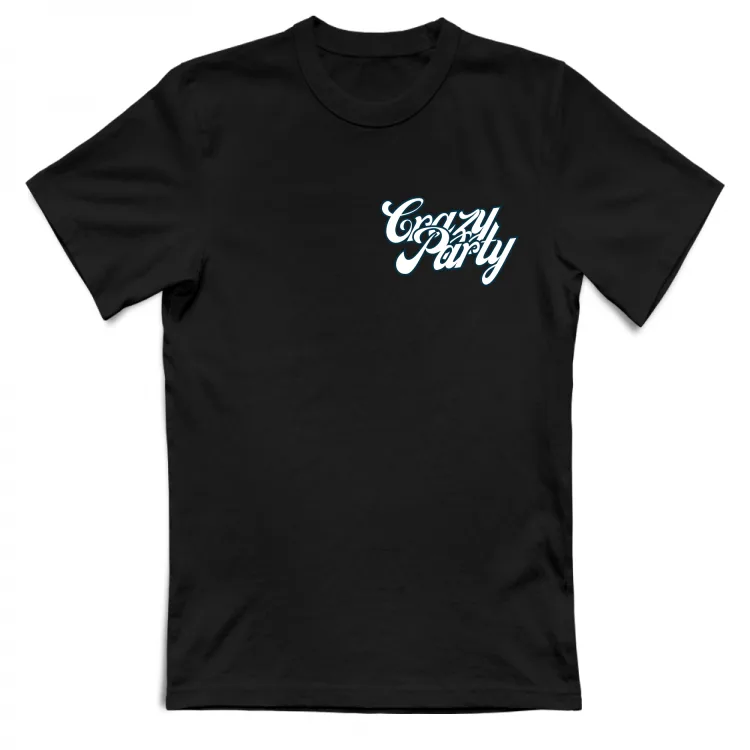 CRAZY PARTY tshirt fronte retro vari colori