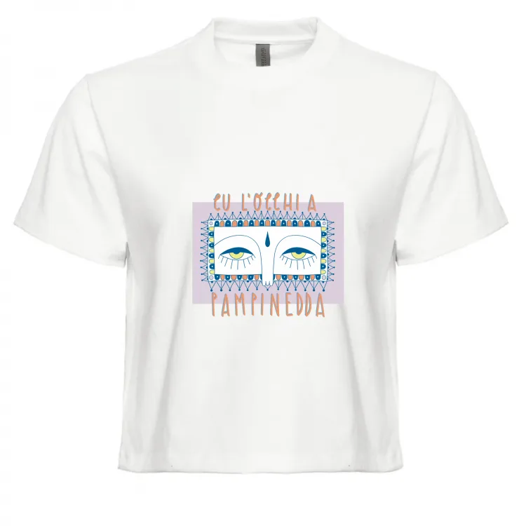 Cu L'occhi a pampinedda Crop Top Bianco Sicilia Ma