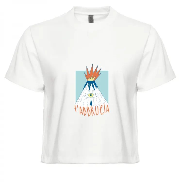 T'abbrucia Top Crop Bianco Donna Sicilia Maliarda