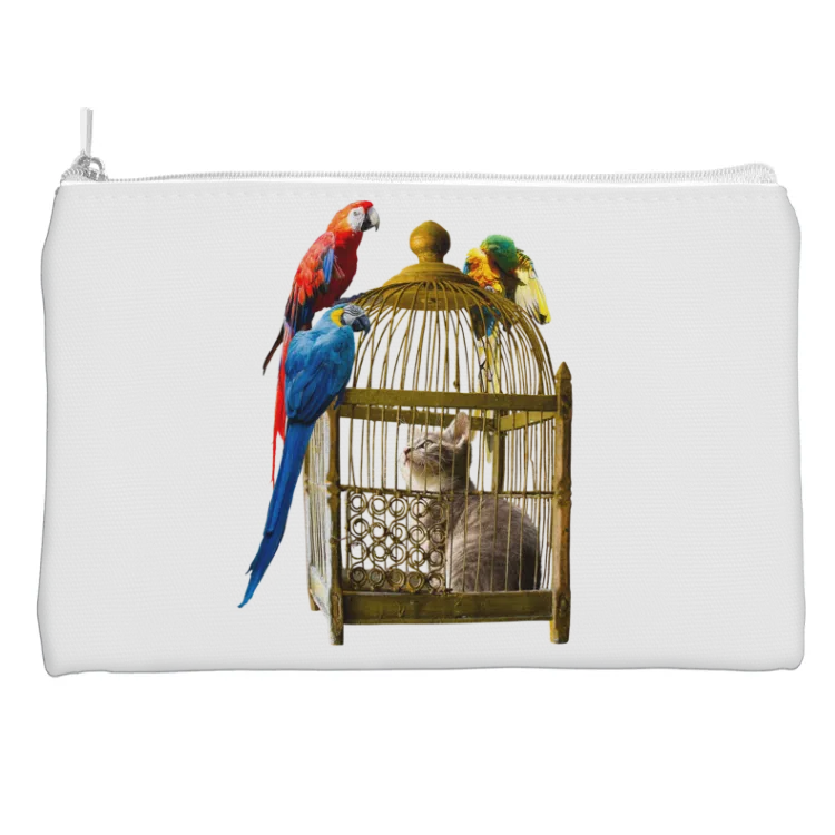 pouches  "cat and parrots"