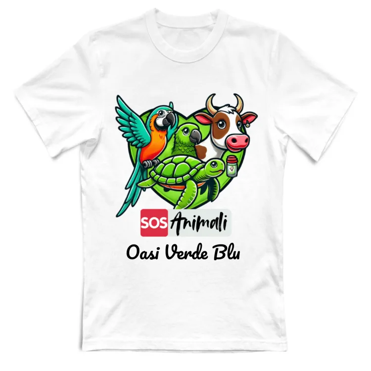 T-shirt ADULTO - SOS Animali Oasi Verde Blu