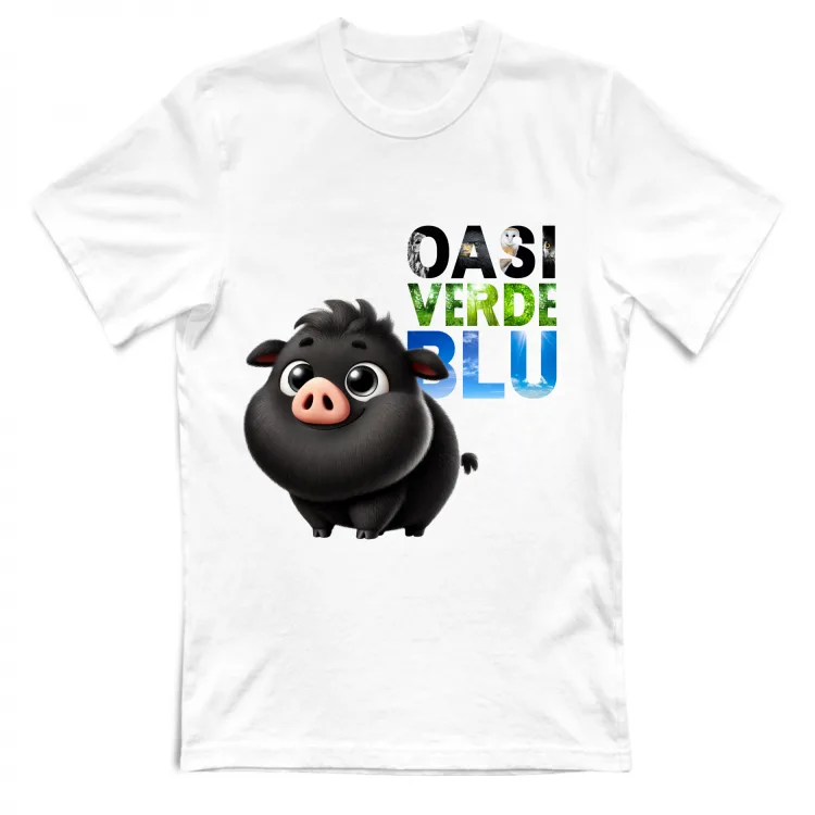 T-shirt ADULTO Maialino Oasi Verde Blu