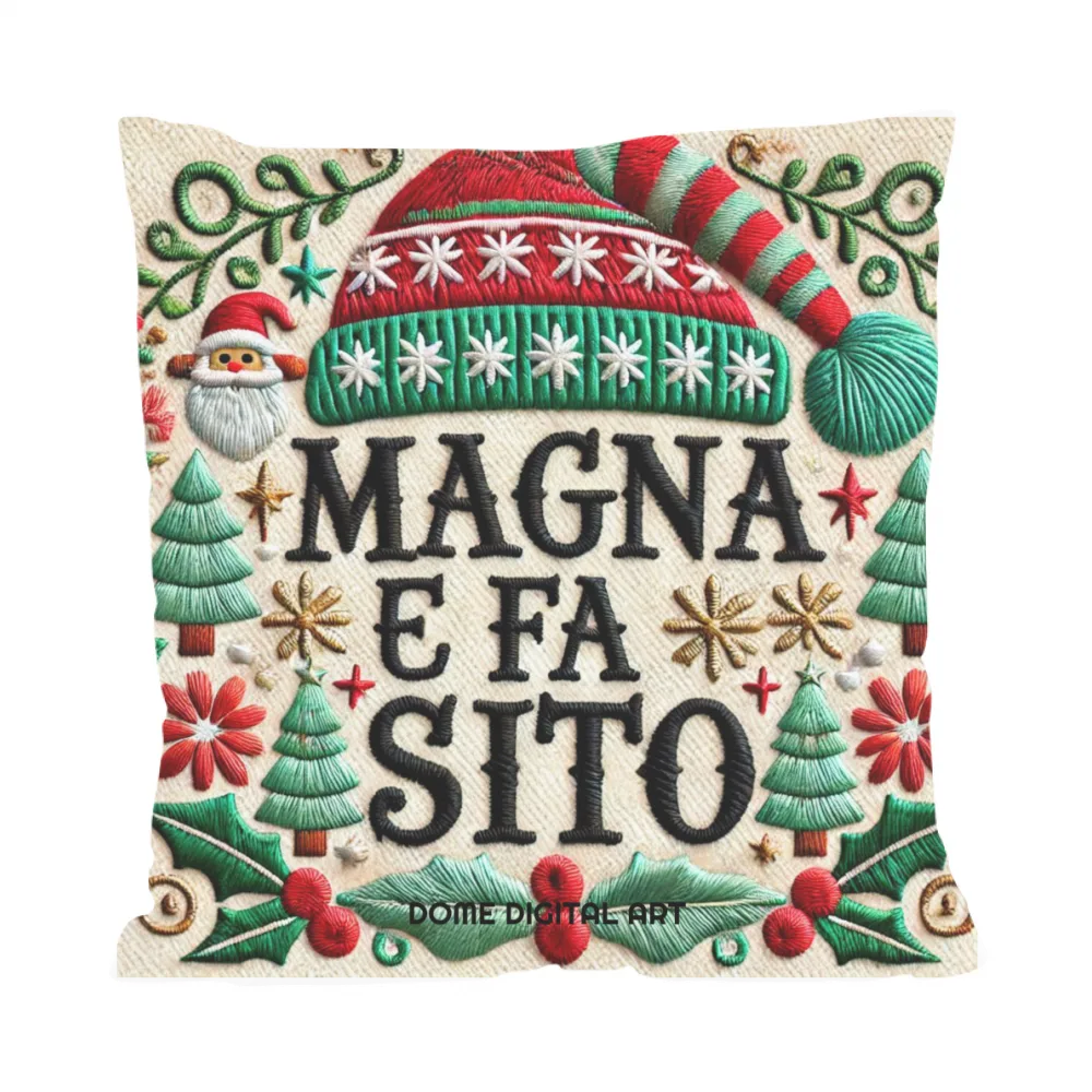 Cuscino in Dialetto Bresciano magna e fa sito