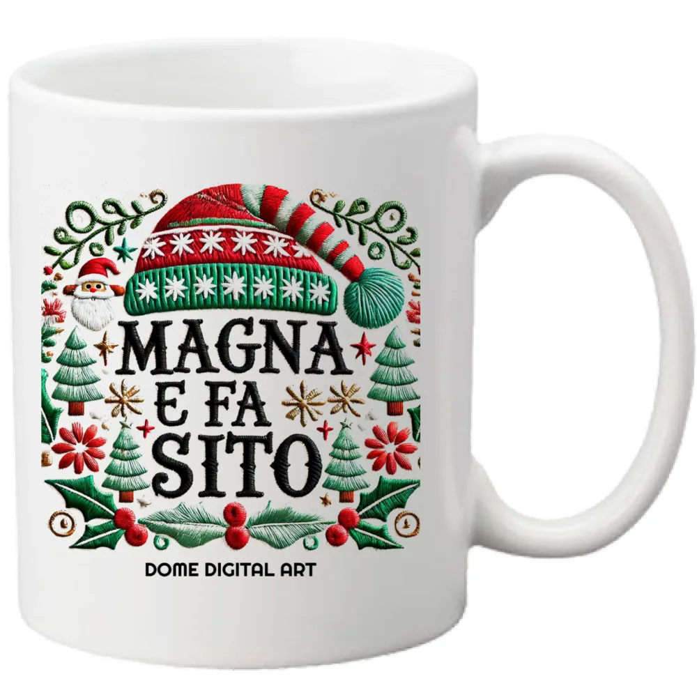 Tazza Dialetto Bresciano Natale Magna e fa sito