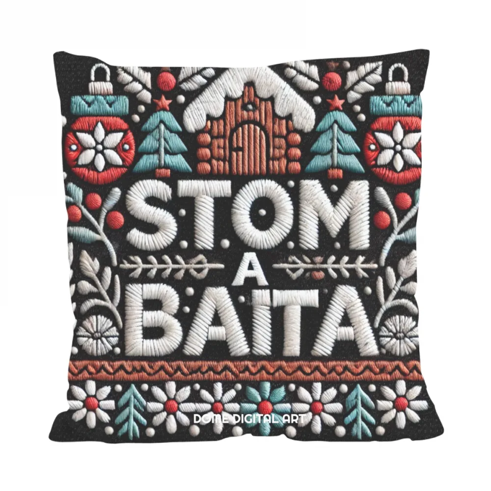 Cuscino dialetto Bresciano di Natale Stom a Baita 