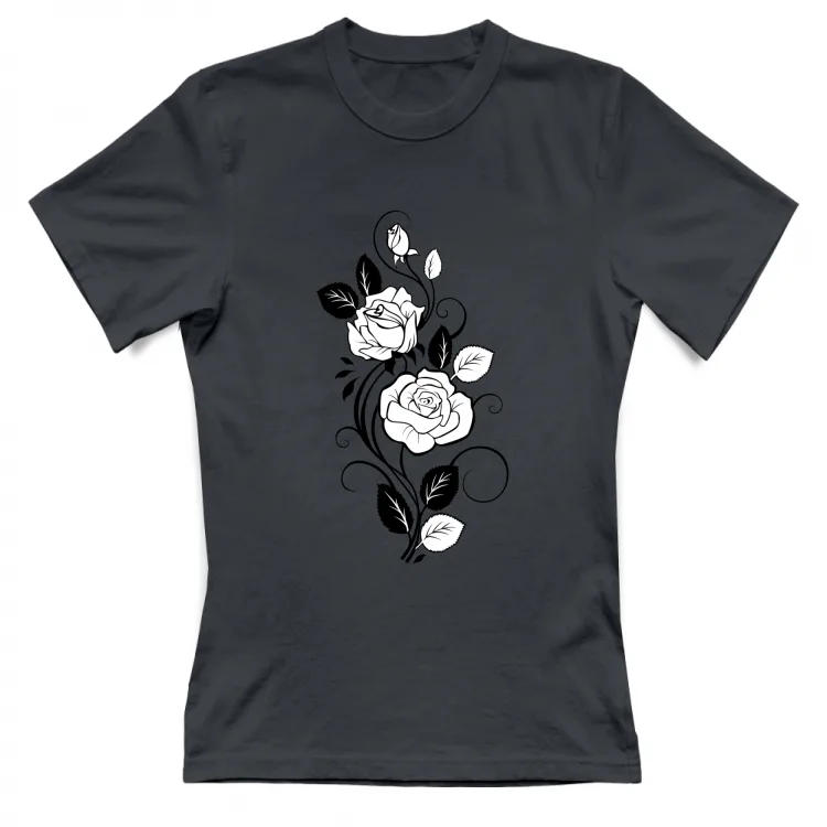 T-shirt Donna - Rose bianco e nero