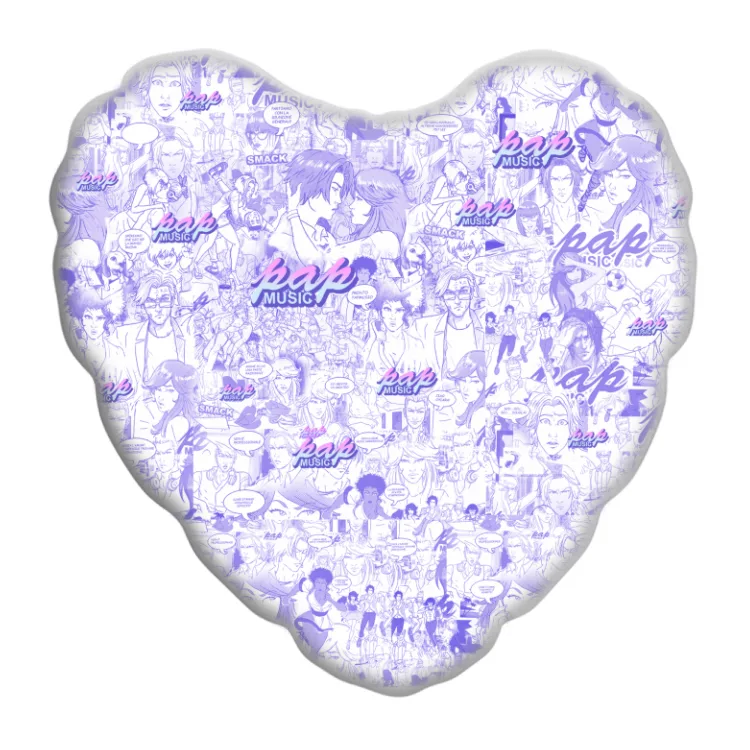 PAPmusic Allover Fumetto Completo Blu-Cuscino Cuor