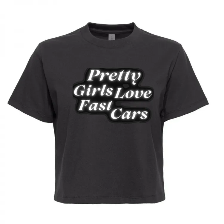Top Crop Pretty Girls Love Fast Cars black
