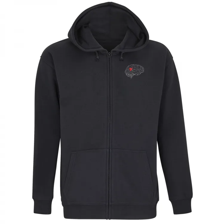 felpa zip logo studio nera cervello